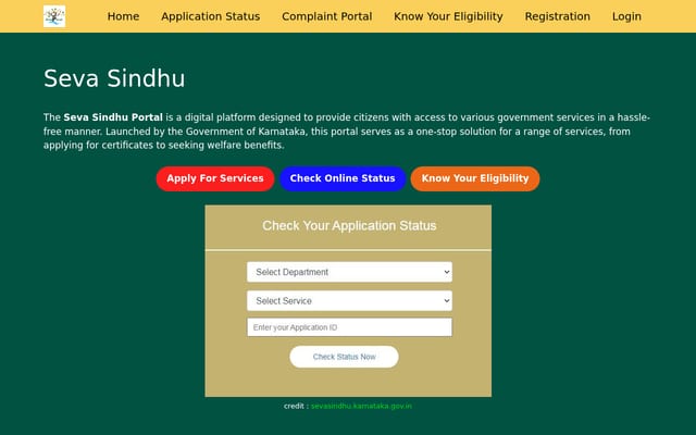 Screenshot of sevasindhu.info