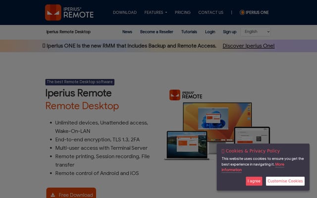 Screenshot of iperiusremote.com
