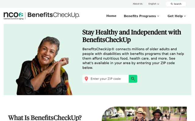 Screenshot of benefitscheckup.org