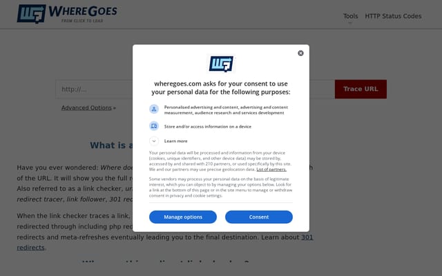 Screenshot of wheregoes.com