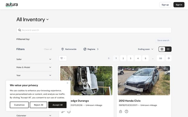 Screenshot of joyrideautos.com