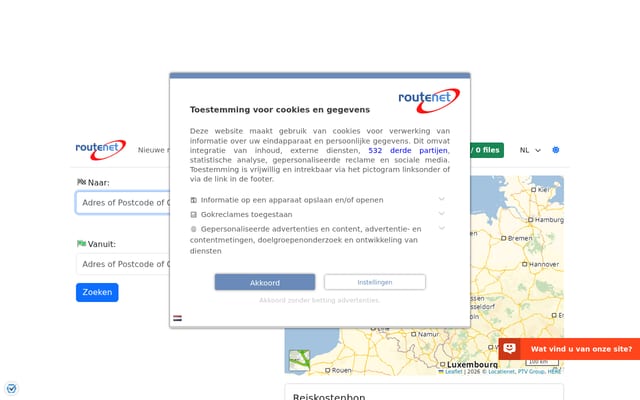 Screenshot of routenet.nl