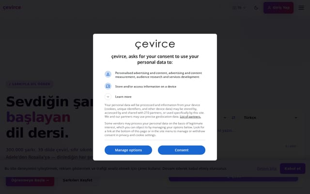 Screenshot of cevirce.com