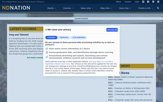 Screenshot of ndnation.com