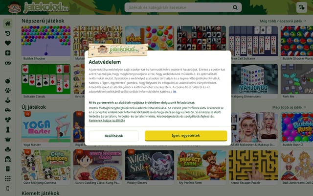 Screenshot of jatekokxl.hu