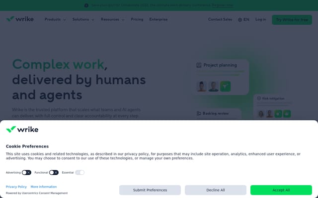 Screenshot of wrike.com
