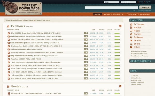 Screenshot of torrentdownloads.pro