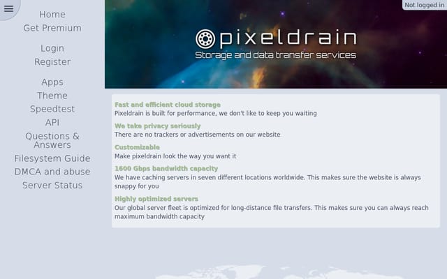 Screenshot of pixeldrain.com