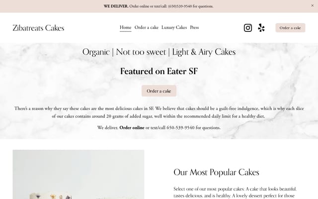 Screenshot of zibatreats.com