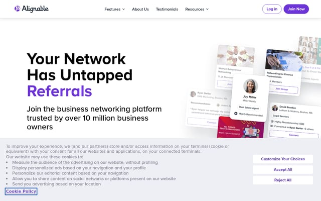 Screenshot of alignable.com