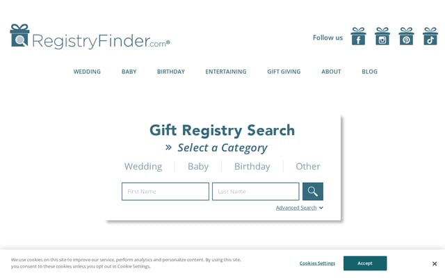 Screenshot of registryfinder.com