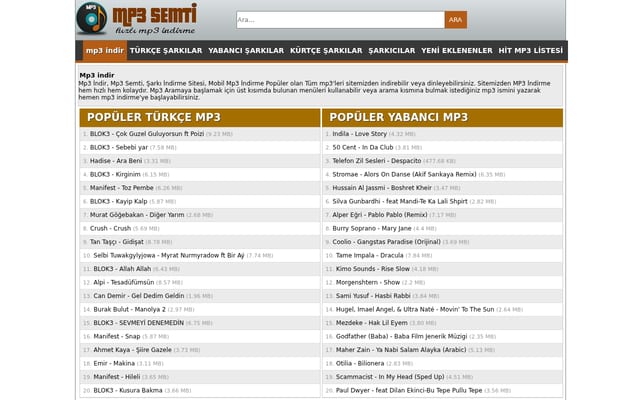 Screenshot of mp3semti.com
