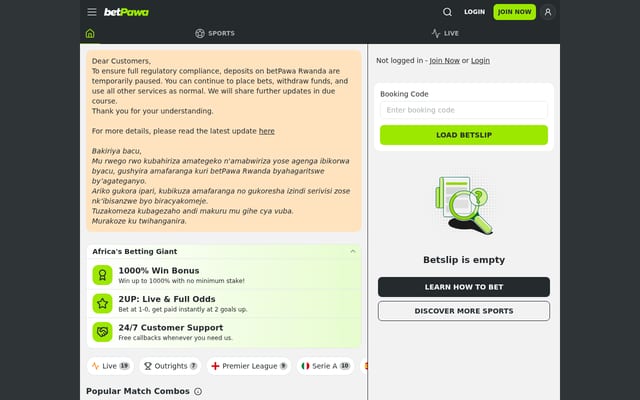 Screenshot of betpawa.rw
