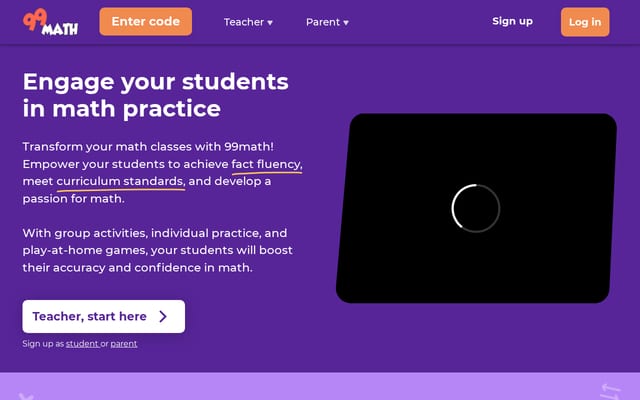 Screenshot of 99math.com