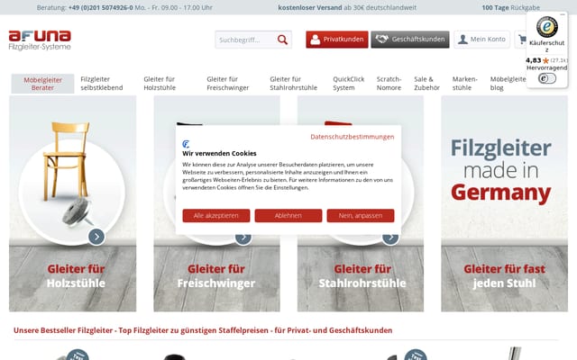 Screenshot of filzgleiter-shop.de