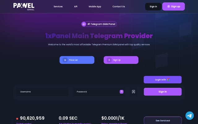 Screenshot of 1xpanel.com