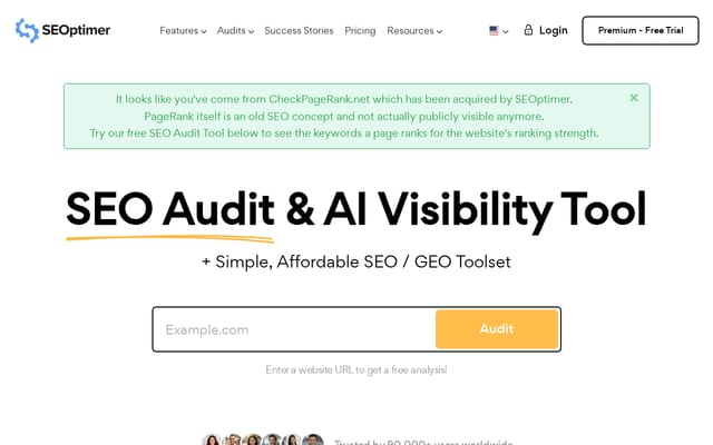 Screenshot of checkpagerank.net
