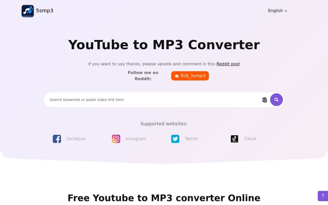 Screenshot of 5smp3.com