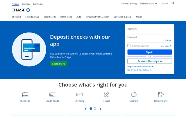 Screenshot of chase.com
