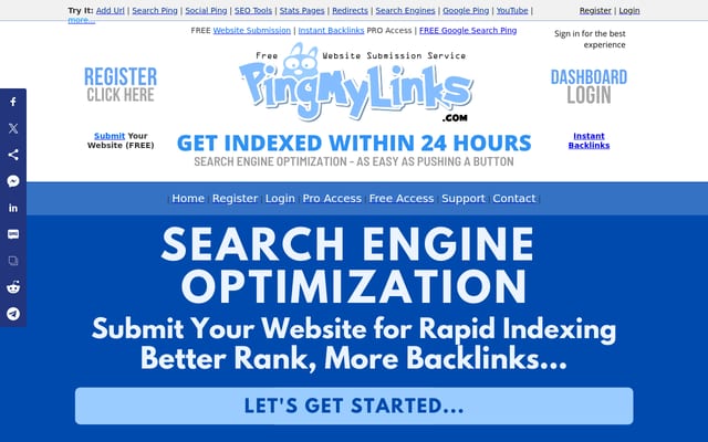 Screenshot of pingmylinks.com