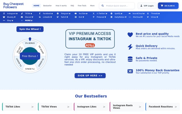 Screenshot of buycheapestfollowers.com