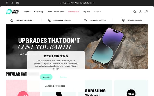 Screenshot of phonesdirect.com