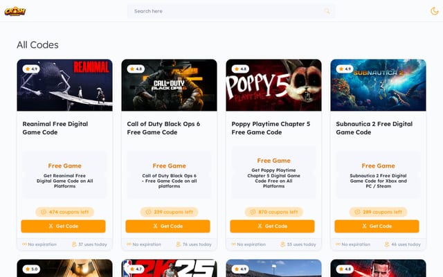 Screenshot of crashcoupons.com