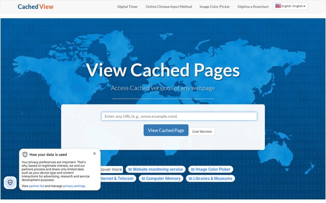 Screenshot of cachedview.com