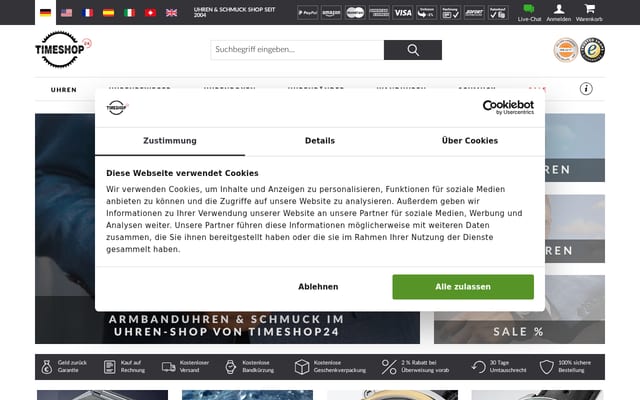 Screenshot of timeshop24.de