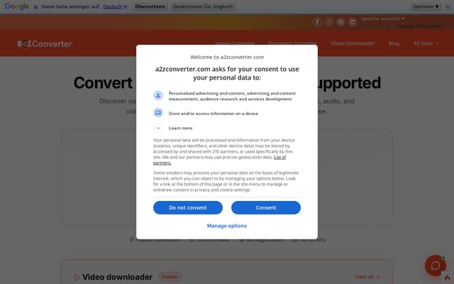 Screenshot of a2zconverter.com