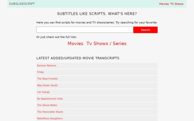 Screenshot of subslikescript.com
