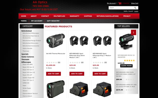 Screenshot of aaoptics.com