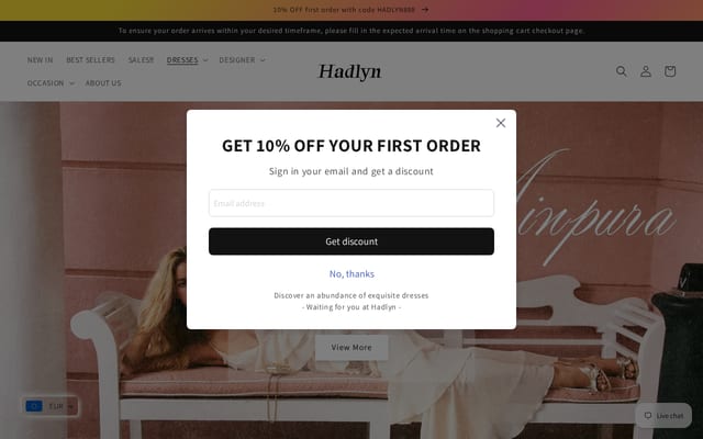 Screenshot of hadlyn.com