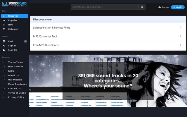 Screenshot of soundboard.com