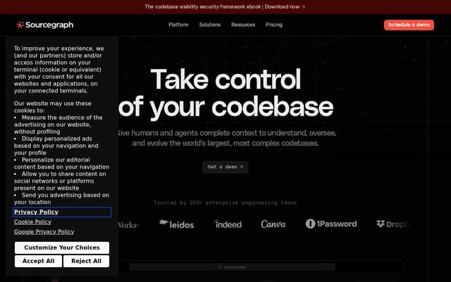 Screenshot of sourcegraph.com