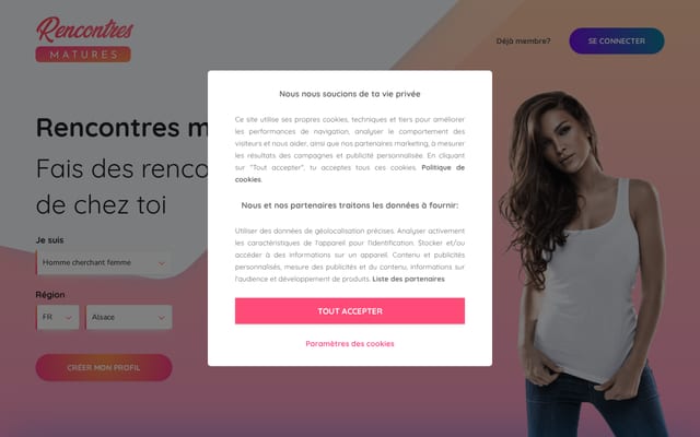 Screenshot of rencontresmatures.com