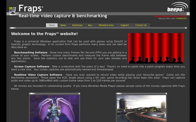 Screenshot of fraps.com