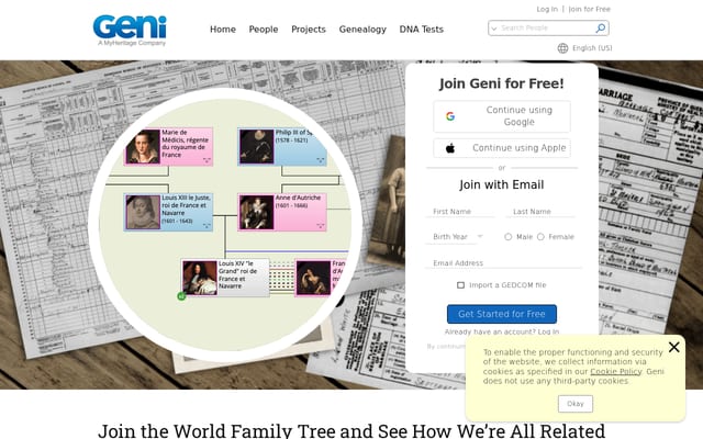 Screenshot of geni.com