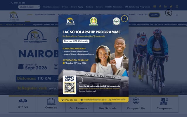 Screenshot of kcau.ac.ke