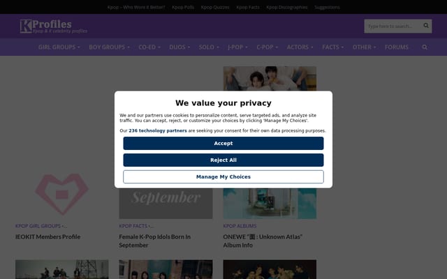 Screenshot of kprofiles.com