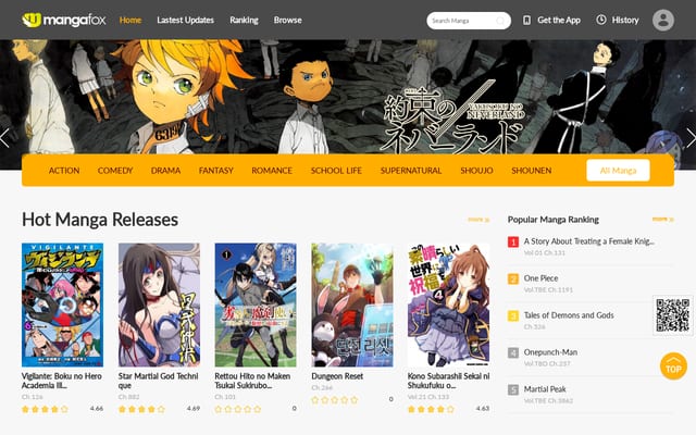 Screenshot of mangafox.me