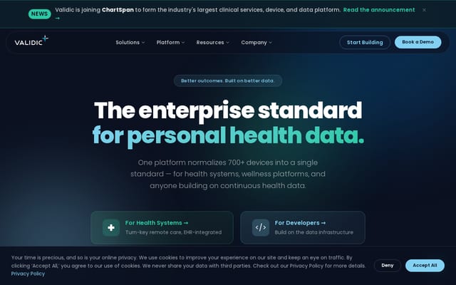 Screenshot of validic.com