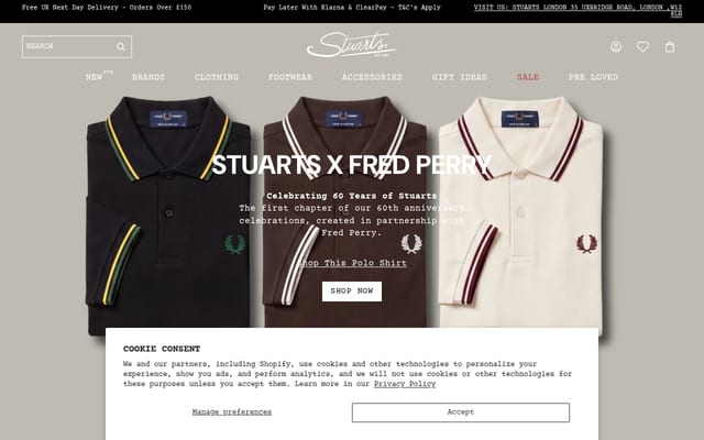 Screenshot of stuartslondon.com