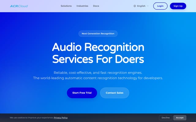 Screenshot of acrcloud.com