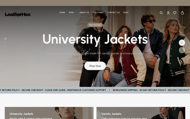 Screenshot of leatherhex.com