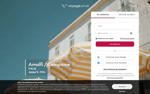 Screenshot of voyage-prive.com