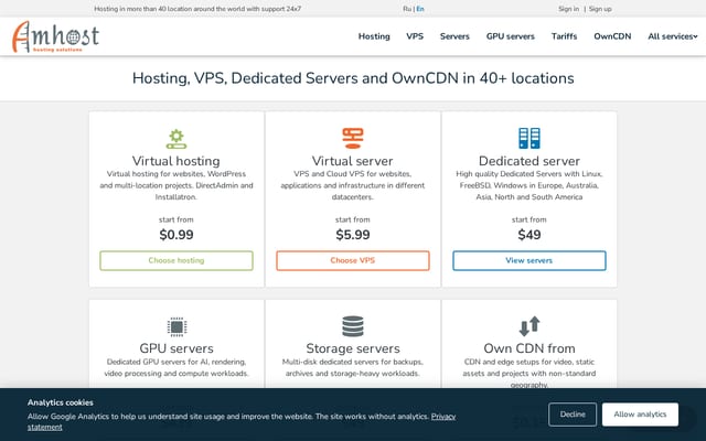 Screenshot of amhost.net