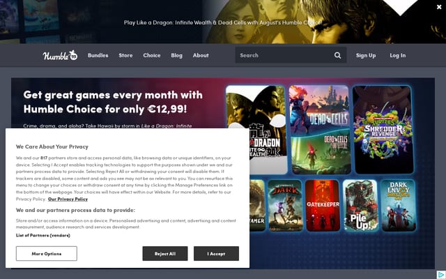 Screenshot of humblebundle.com