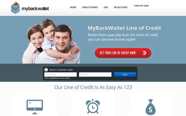 Screenshot of mybackwallet.com