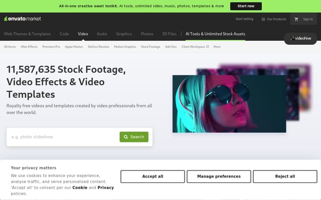 Screenshot of videohive.net